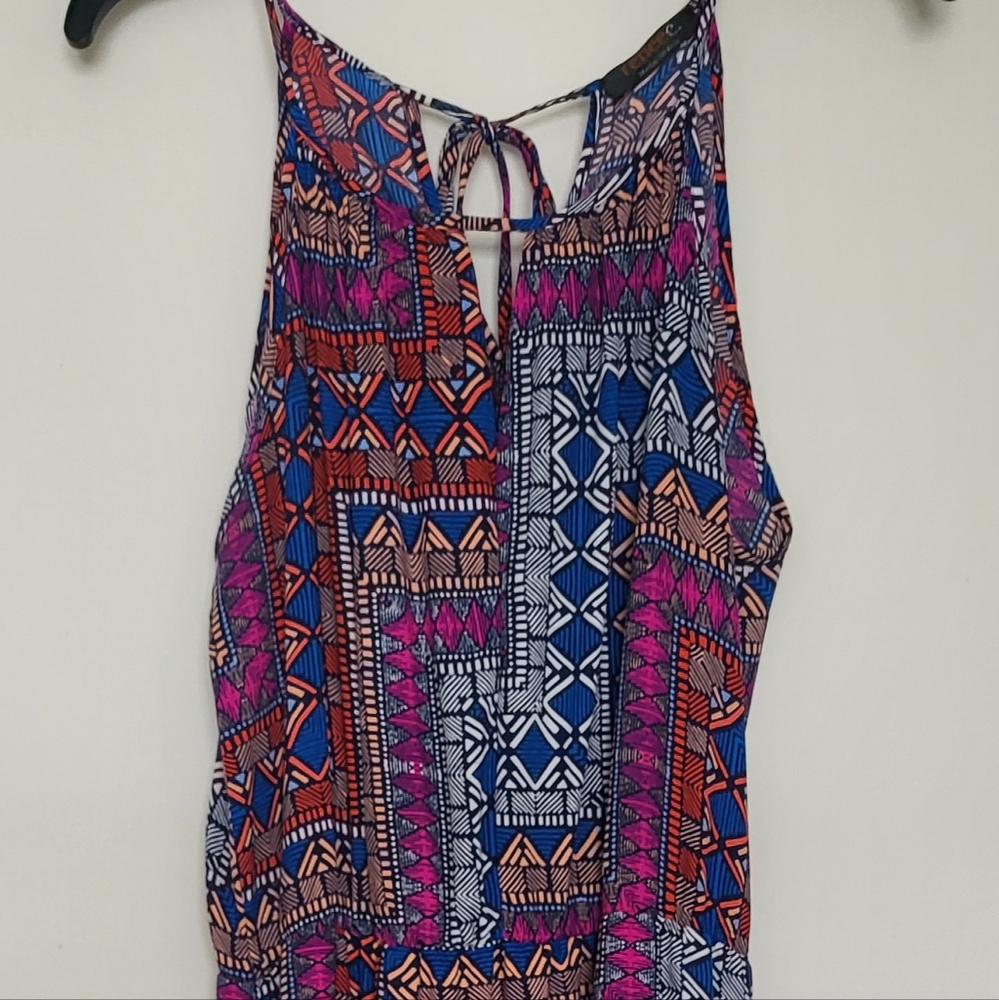 Renee C. Geometric Maxi Dress in Blue, Pink, and Orange